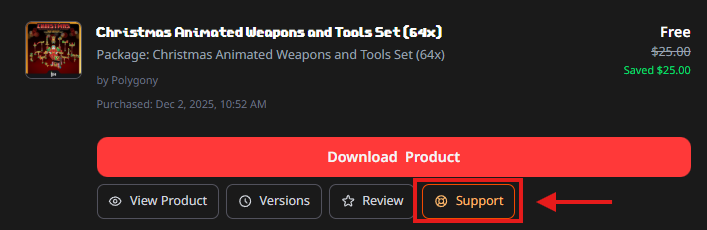 Open support ticket button