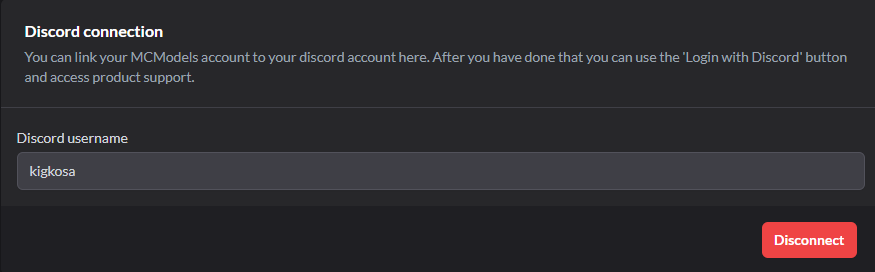 หน้าจอการเชื่อมต่อ Discord